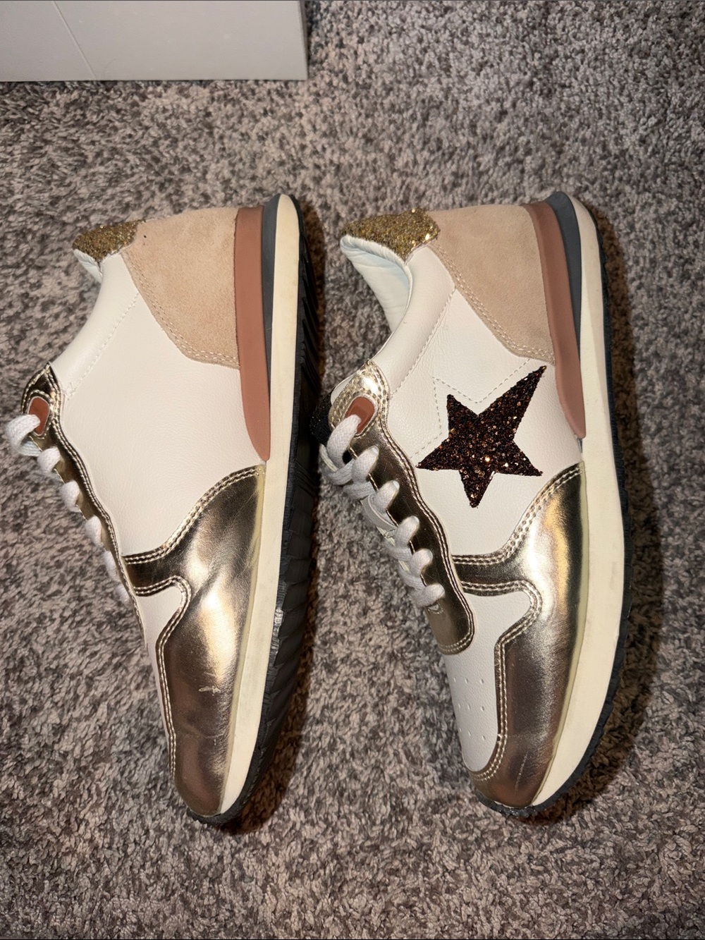 Women’s White and Gold Vintage Havana Sneakers - Picture 3 of 4